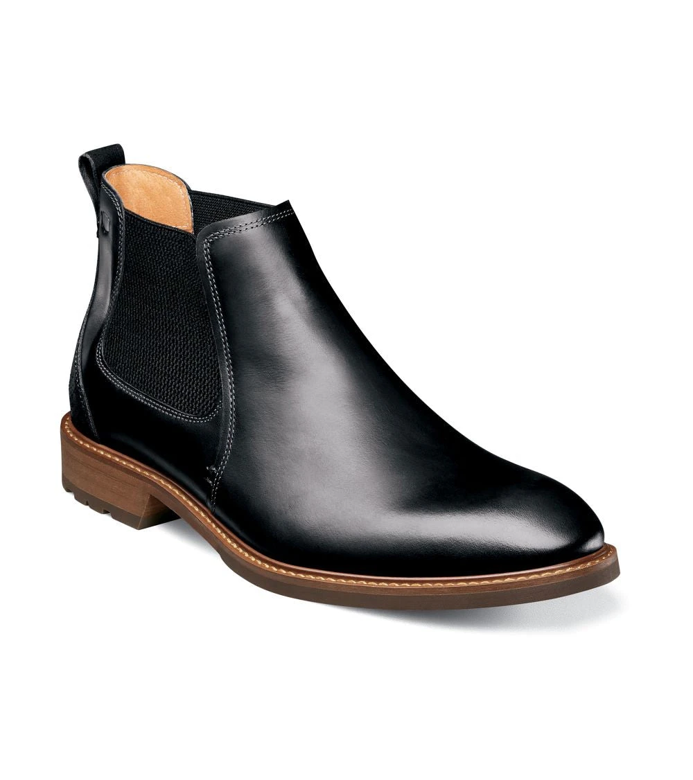 'Florsheim' Men's Lodge Plain Toe Gore Boot - Black Crazy Horse 1 'Florsheim' Men's Lodge Plain Toe Gore Boot - Black Crazy Horse