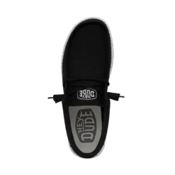 'Hey Dude' Men's Wally Slub Canvas - Black -Shoes Shop 40009 001 WALLYSLUBCANVAS BLACK LEFTTOP 1024x1024@2x