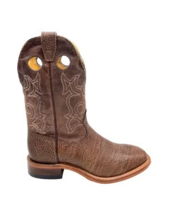 'Boulet' Men's 12" Roper Western Round Toe - Shoulder Noce Taurus / Organza Brown