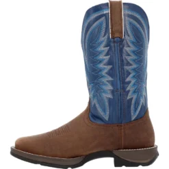 'Durango' Men's 12" Rebel Western Square Toe - Saddle Brown / Denim Blue -Shoes Shop DDB0429 instep profile 1024x1024@2x