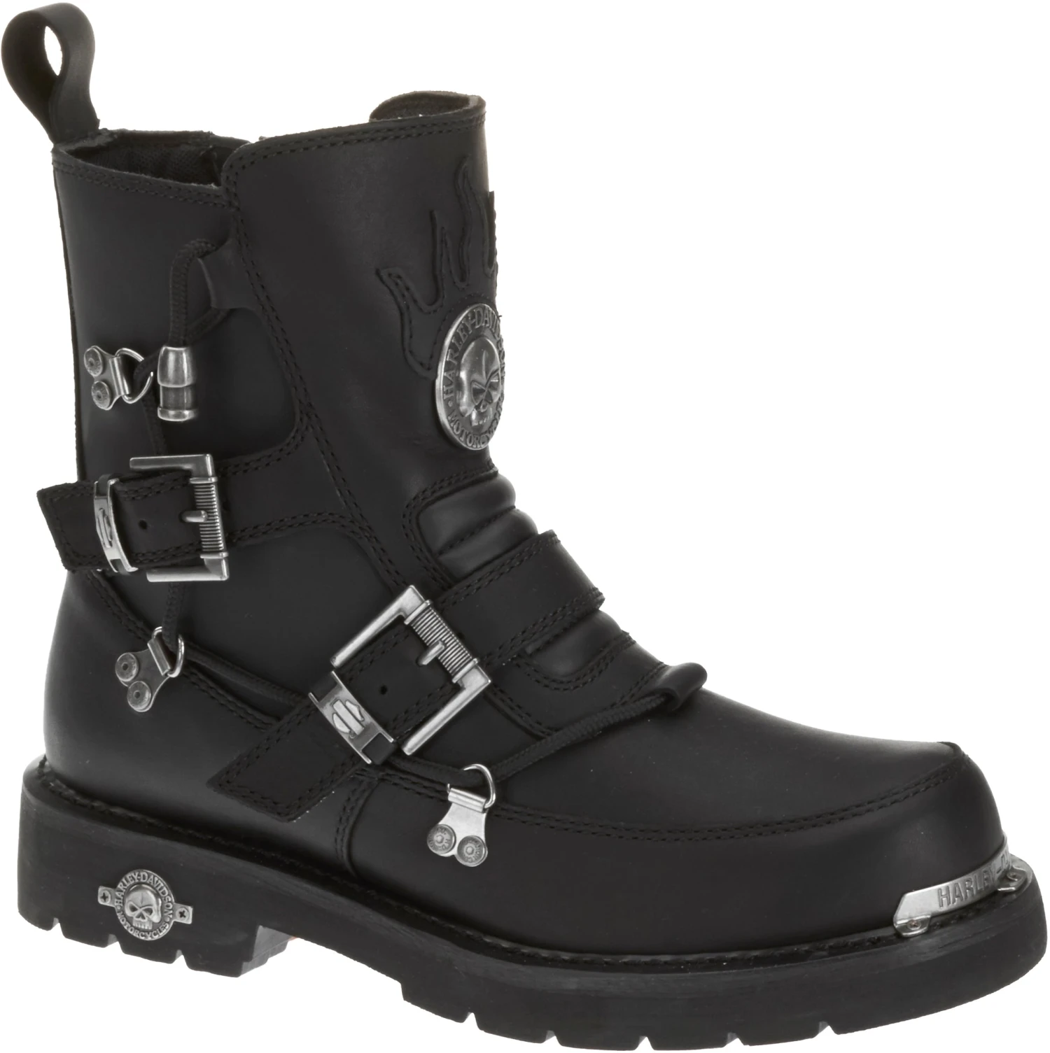 'Harley Davidson' Men's 6" Distortion Skull Zip Boot - Black 2 'Harley Davidson' Men's 6" Distortion Skull Zip Boot - Black - Image 2