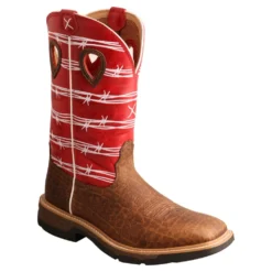'Twisted X' Men's 12" Western Work Square Toe - Distressed Saddle / Ruby Red -Shoes Shop MXB0008 AGR 4800x4800 95b33951 bf65 4840 a670 e50262bca33f 1024x1024@2x